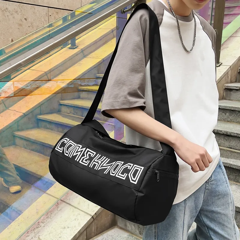 OURFUN Oxford Gym Bag Large Size Unisex White/Black/Green-4