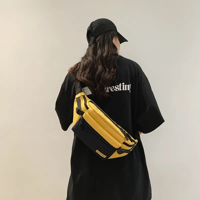 OURFUN Nylon Sling Bag Unisex Black/Yellow/Green/Blue-3