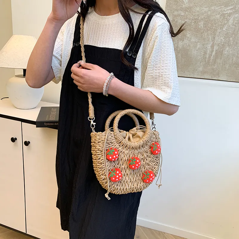SWIMADE Woven One Shoulder Handbag Women's Ecru/Khaki-8