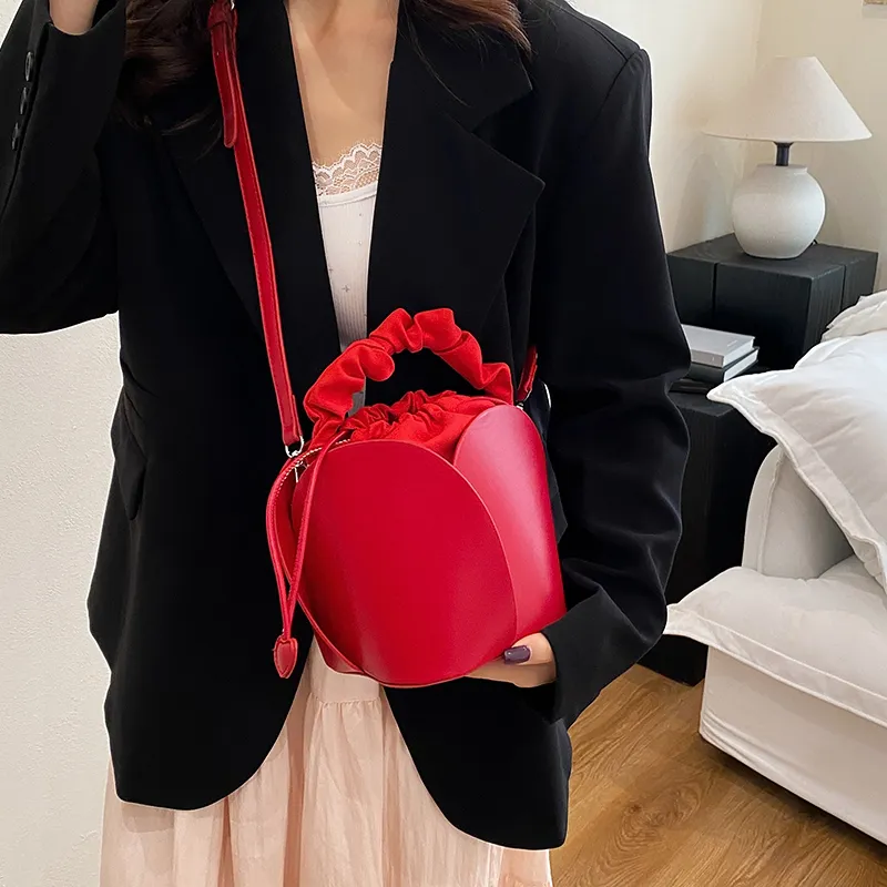 SWIMADE PU One Shoulder Handbag Women's Black/Red/Brown-4