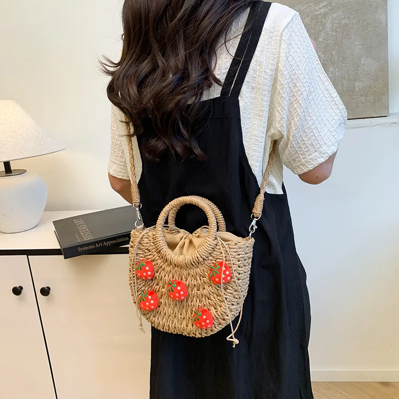 SWIMADE Woven One Shoulder Handbag Women's Ecru/Khaki-9