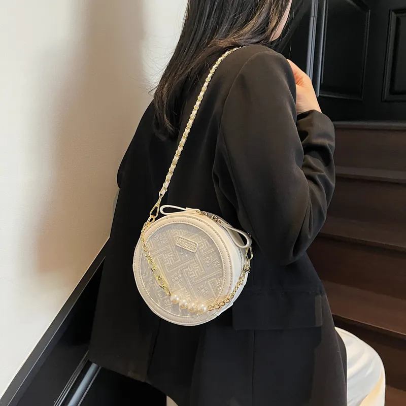 SWIMADE PU Round Bag, Shoulder Bag, Crossbody Bag Women's Ecru/Black/Purple-16
