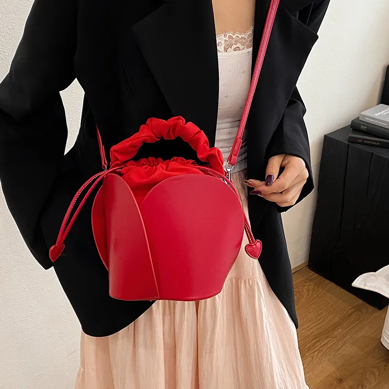SWIMADE PU One Shoulder Handbag Women's Black/Red/Brown-5