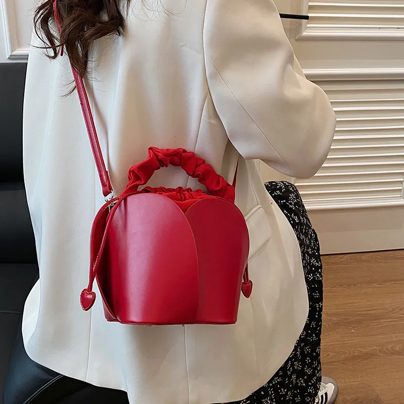 SWIMADE PU One Shoulder Handbag Women's Black/Red/Brown-2