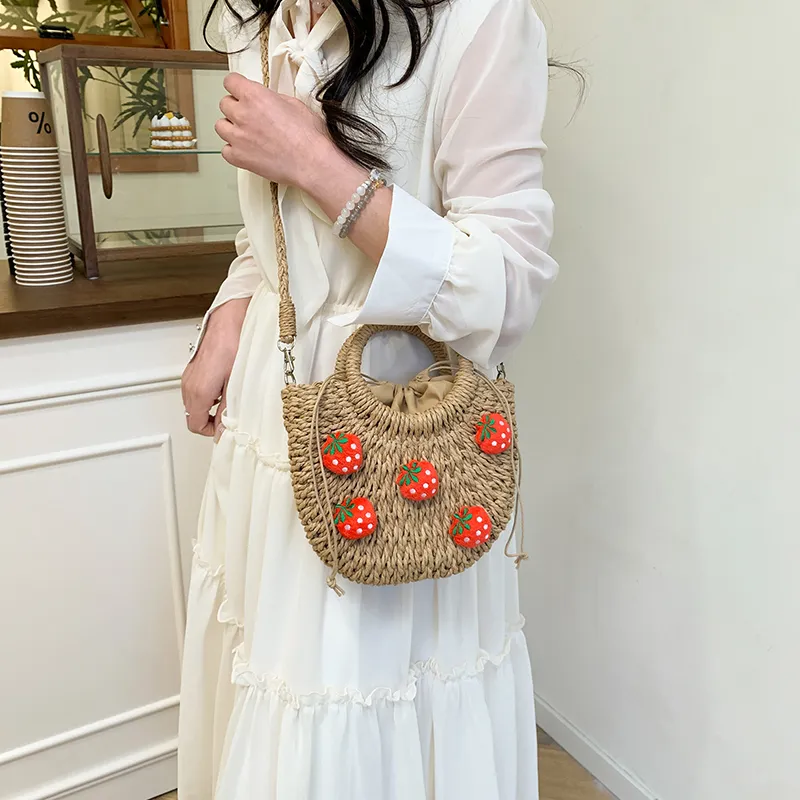 SWIMADE Woven One Shoulder Handbag Women's Ecru/Khaki-14