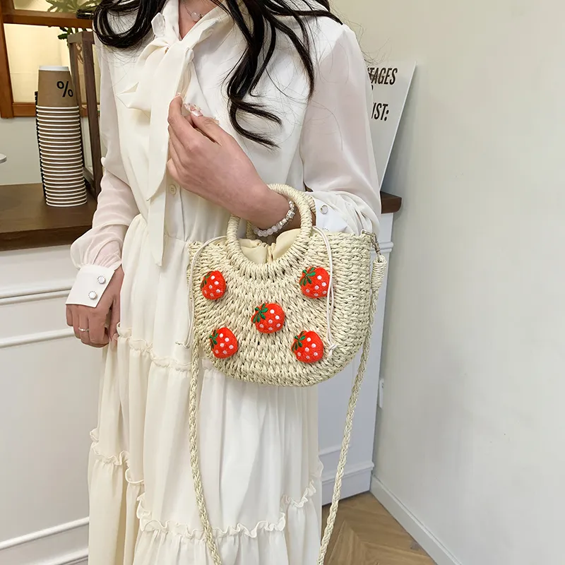 SWIMADE Woven One Shoulder Handbag Women's Ecru/Khaki-4