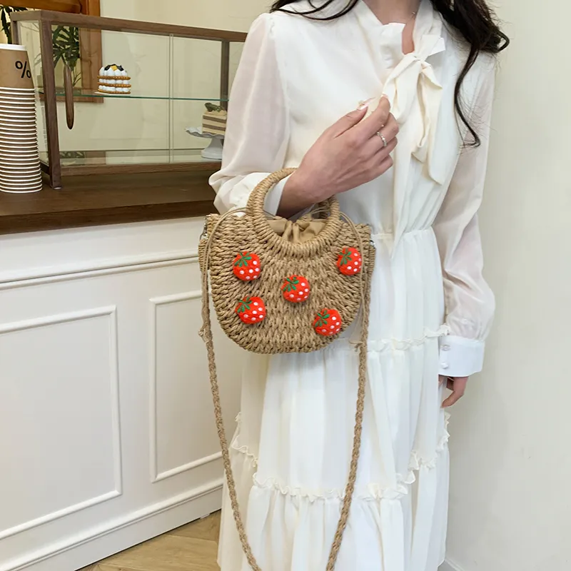 SWIMADE Woven One Shoulder Handbag Women's Ecru/Khaki-10