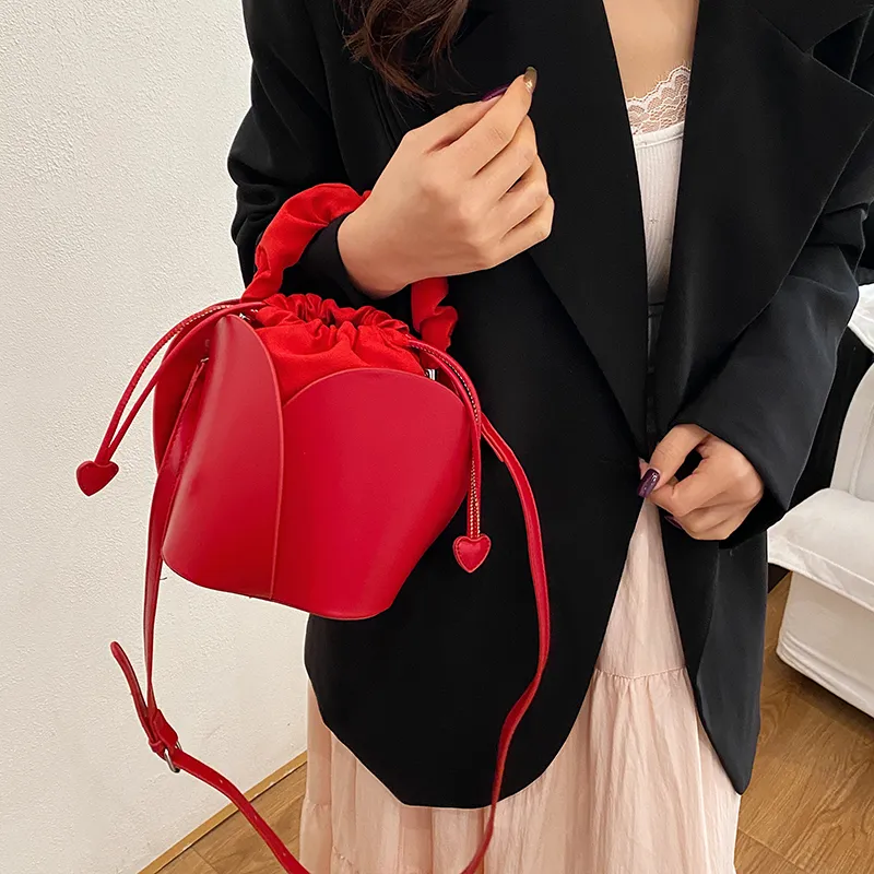 SWIMADE PU One Shoulder Handbag Women's Black/Red/Brown-3