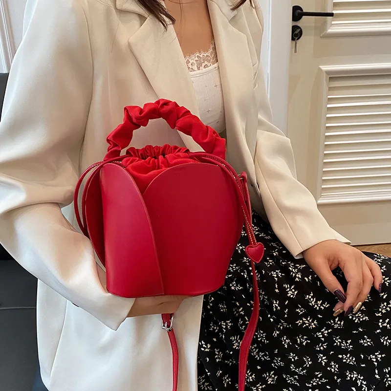 SWIMADE PU One Shoulder Handbag Women's Black/Red/Brown-1