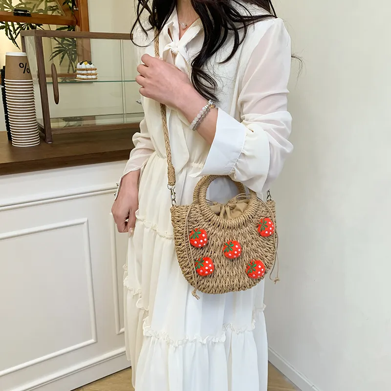 SWIMADE Woven One Shoulder Handbag Women's Ecru/Khaki-13