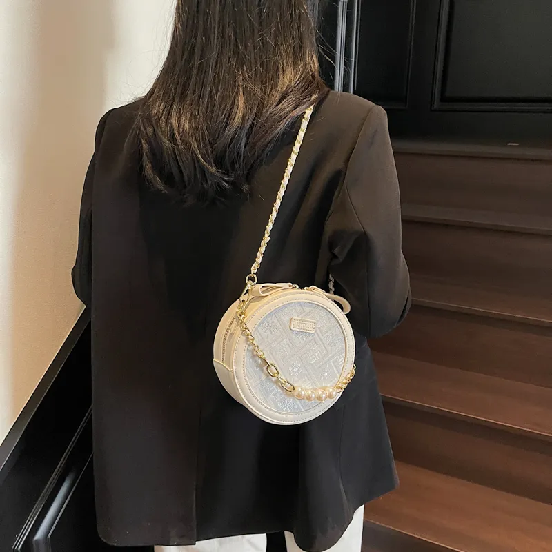 SWIMADE PU Round Bag, Shoulder Bag, Crossbody Bag Women's Ecru/Black/Purple-15