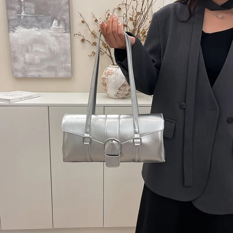 SWIMADE PU Shoulder Bag Women's Silver/Black/Beige/Coffee/Brown-6
