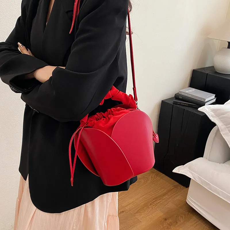 SWIMADE PU One Shoulder Handbag Women's Black/Red/Brown-6