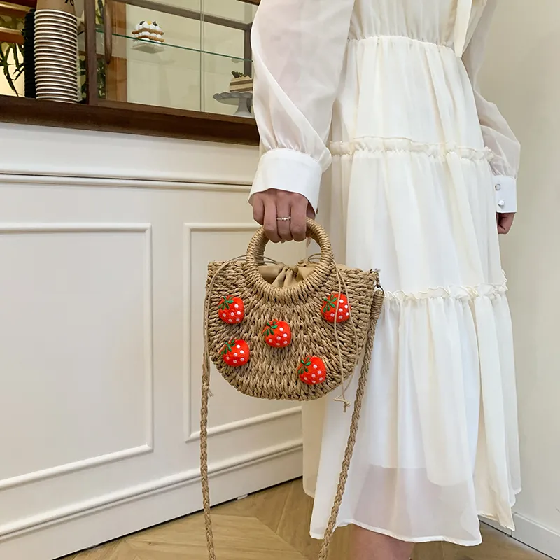 SWIMADE Woven One Shoulder Handbag Women's Ecru/Khaki-12