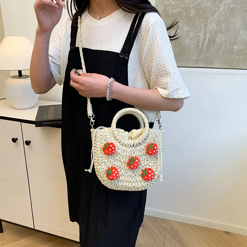 SWIMADE Woven One Shoulder Handbag Women's Ecru/Khaki-2