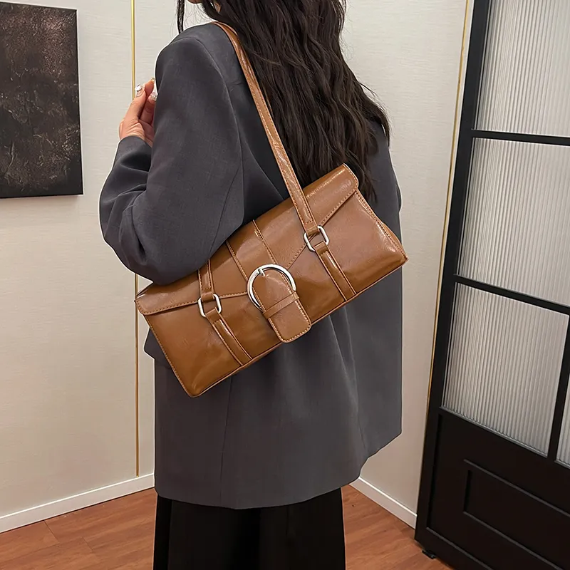 SWIMADE PU Shoulder Bag Women's Silver/Black/Beige/Coffee/Brown-28