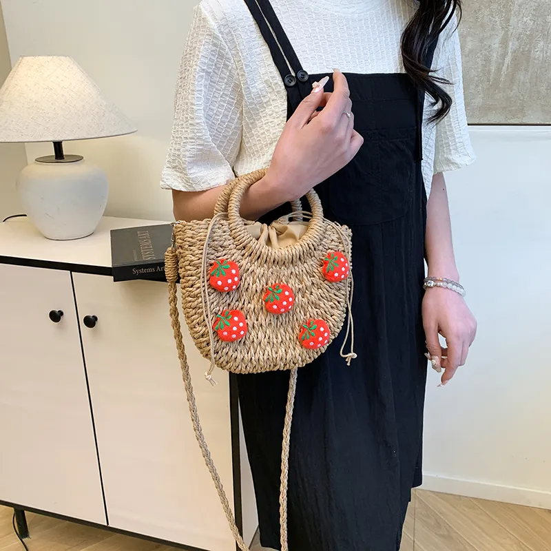 SWIMADE Woven One Shoulder Handbag Women's Ecru/Khaki-7