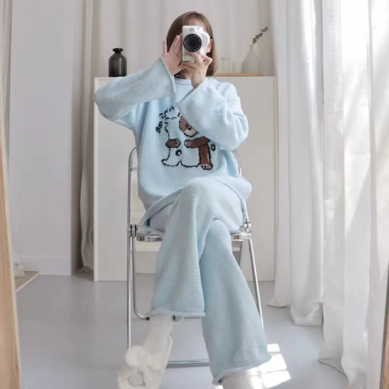 WANANNI Pajama Set Women's Cream Blue-6