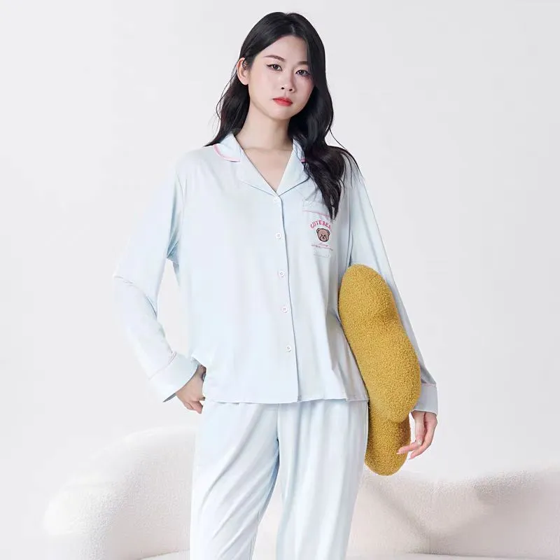 WANANNI Pajama Set Women's Cream Blue-1