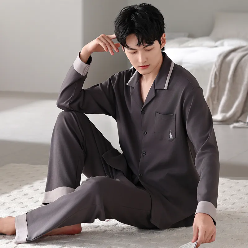 WANANNI Pajama Set Men's Gray Brown-4