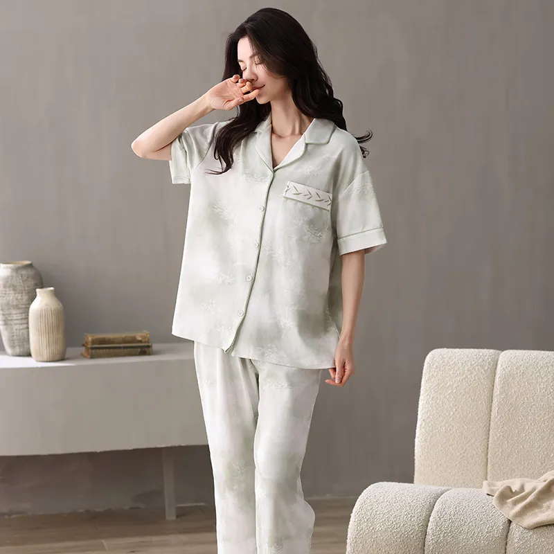 WANANNI Pajama Set Women's Apricot Green-7