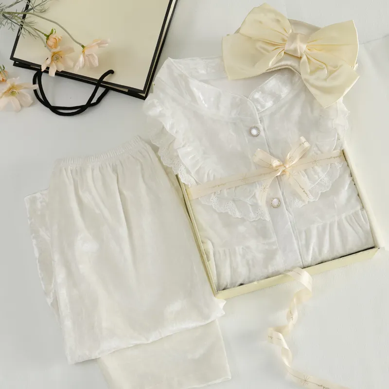 WANANNI Pajama Set Women's Apricot Blossom White-3