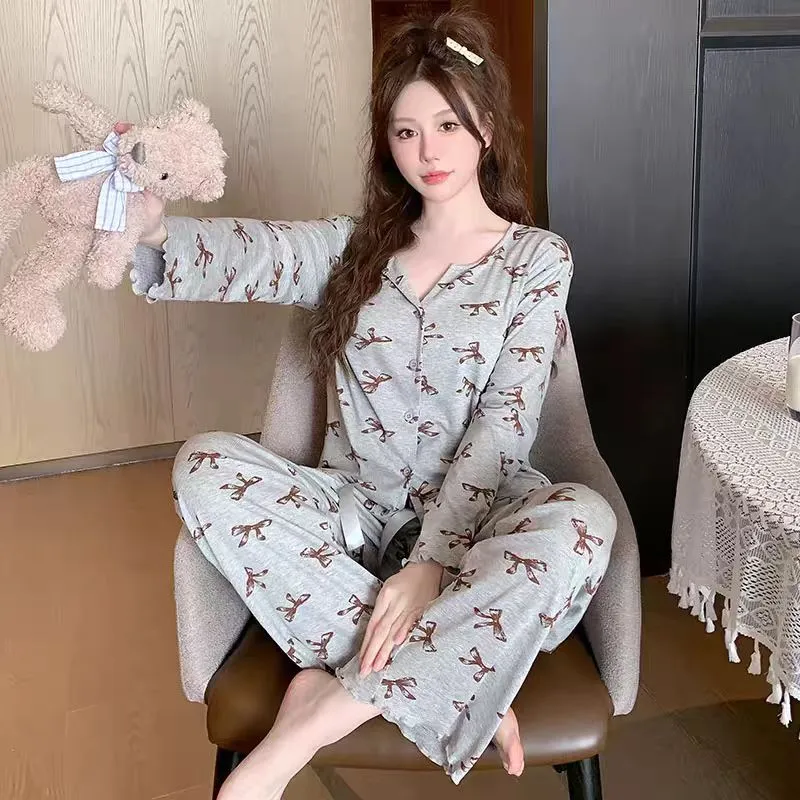 WANANNI Pajama Set Women's Light Gray-3