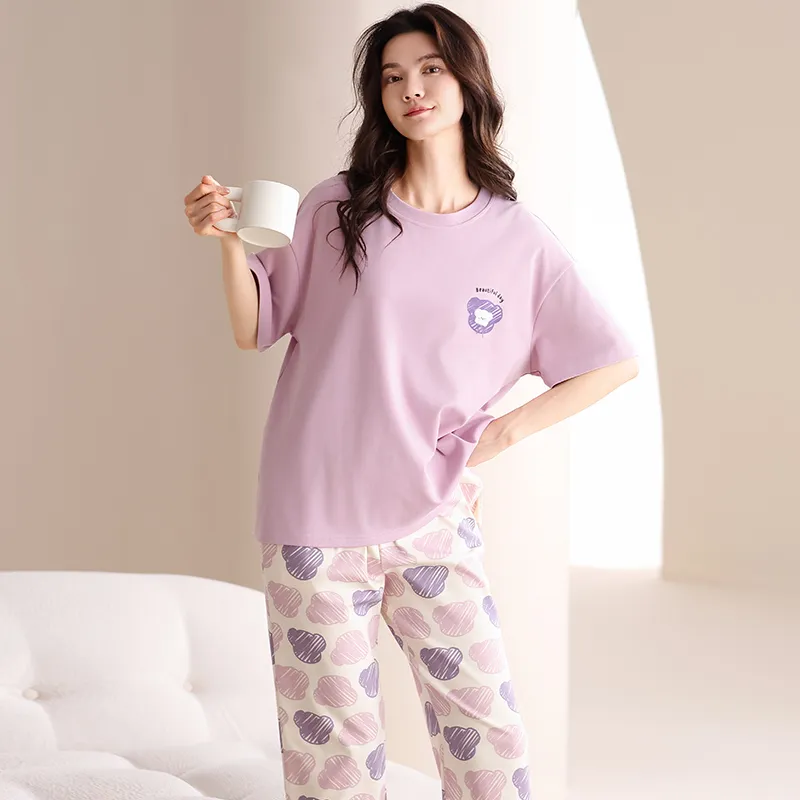 WANANNI Pajama Set Women's Pink Purple-6