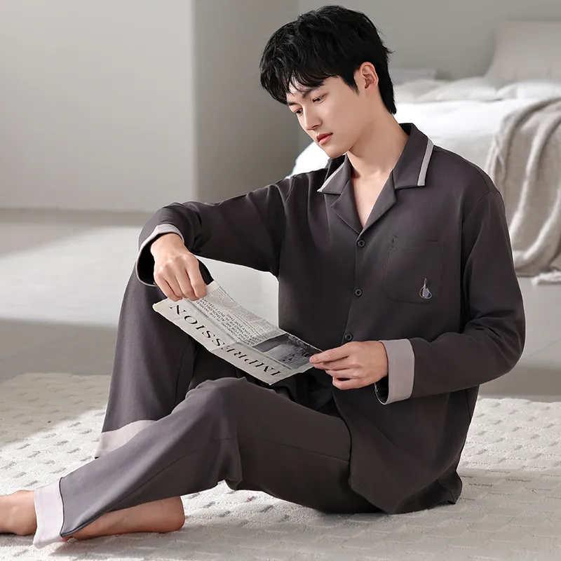 WANANNI Pajama Set Men's Gray Brown-2