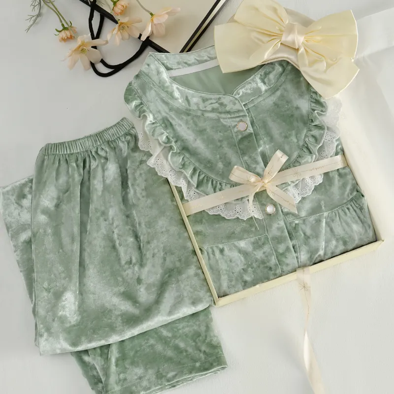 WANANNI Pajama Set Women's Cyan Green-2