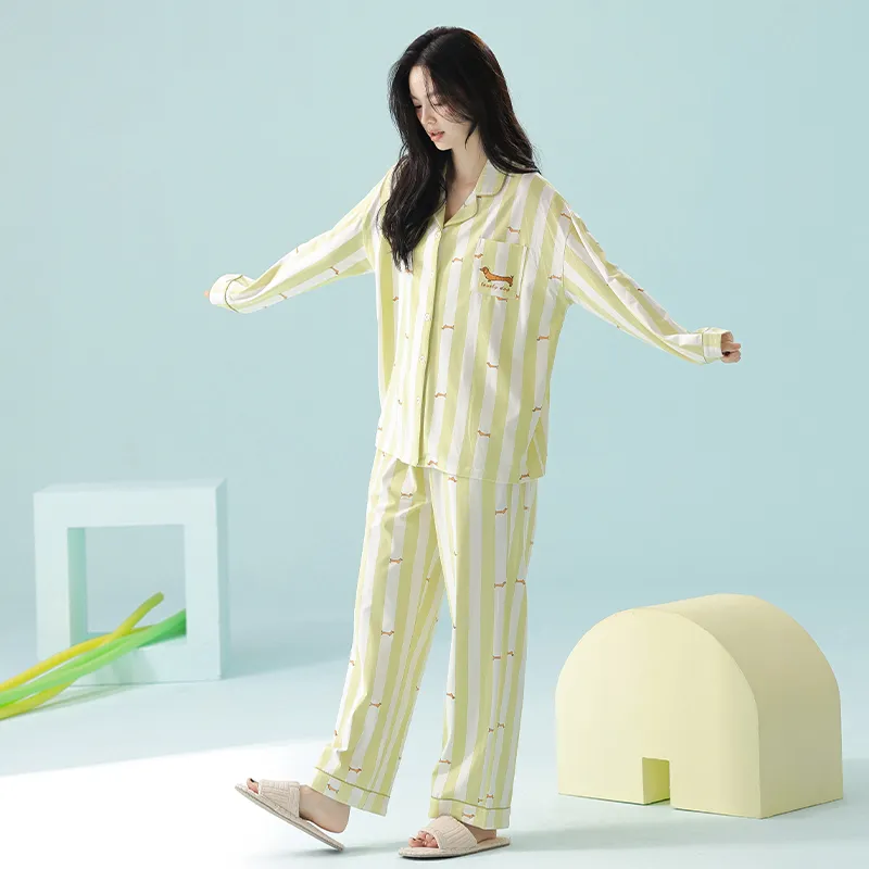 WANANNI Pajama Set Women's Yellow Green-6