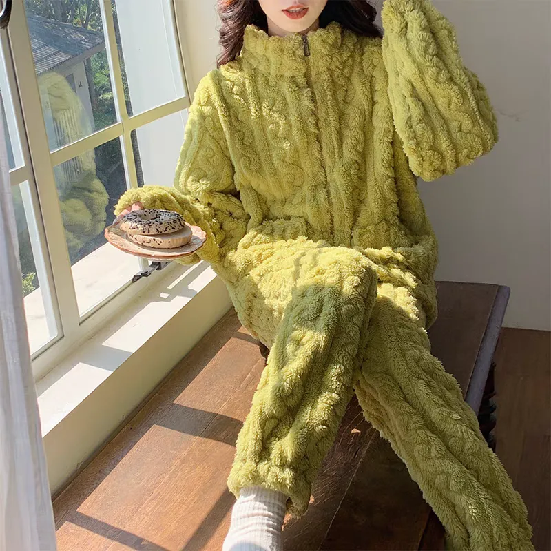 WANANNI Pajama Set Women's Cream Green-5
