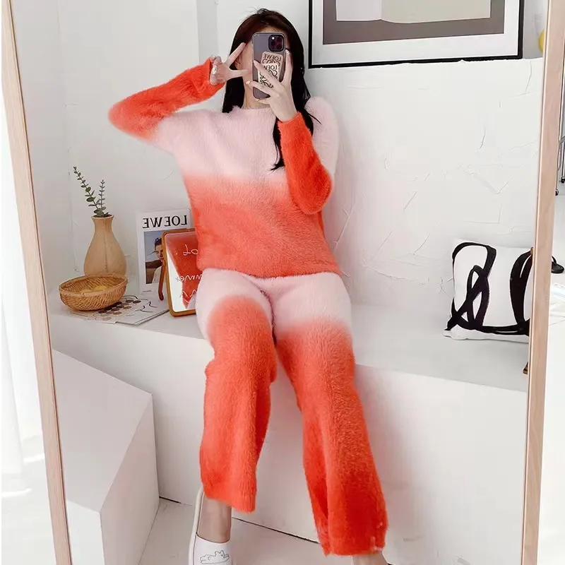 WANANNI Pajama Set Women's Gradient Orange-3