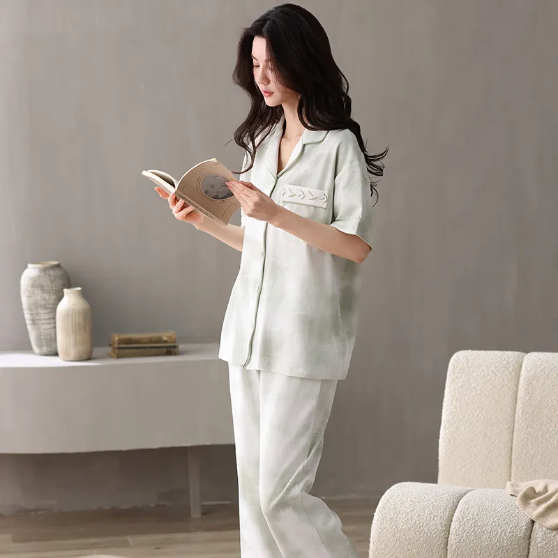 WANANNI Pajama Set Women's Apricot Green-6