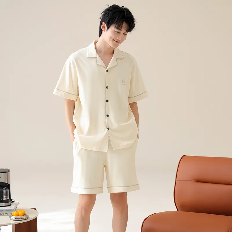 WANANNI Pajama Set Men's Beige Apricot-5