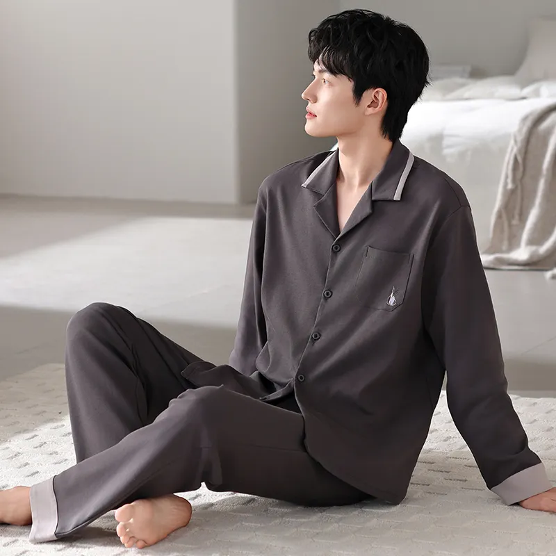 WANANNI Pajama Set Men's Gray Brown-3