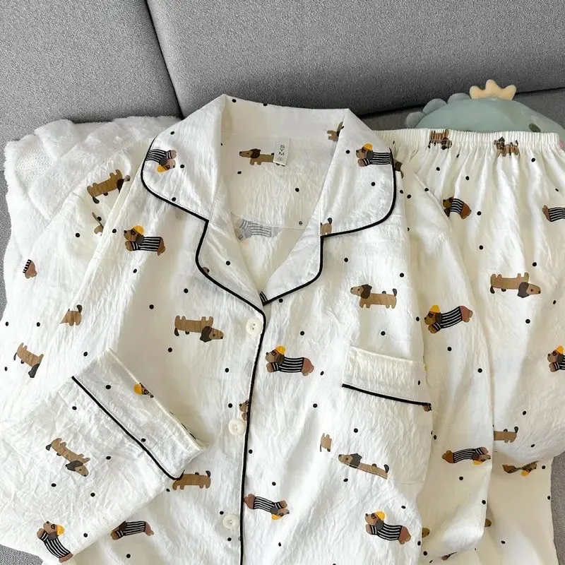 WANANNI Pajama Set Women's Apricot White-1