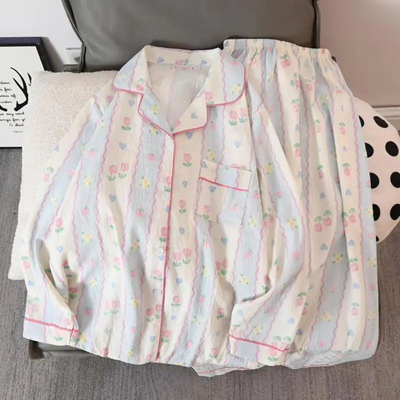 WANANNI Pajama Set Women's Blue Pink-4