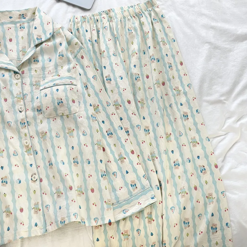 WANANNI Pajama Set Women's Shopping Bag Light Blue-7