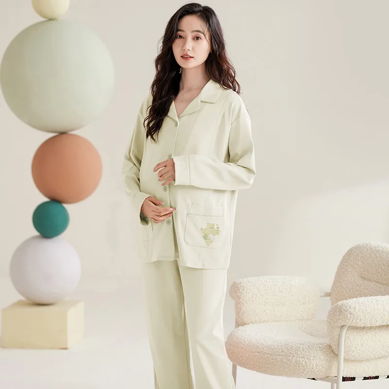 WANANNI Pajama Set Women's Cream Green-6