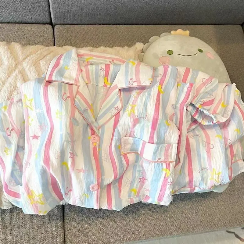 WANANNI Pajama Set Women's Pink Blue-5