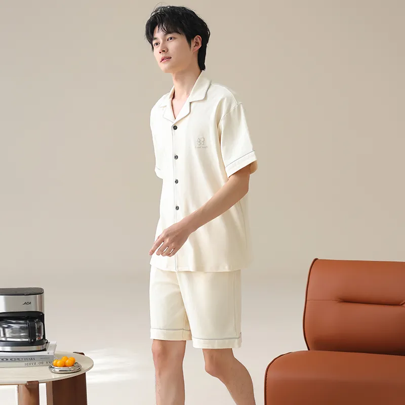 WANANNI Pajama Set Men's Beige Apricot-6