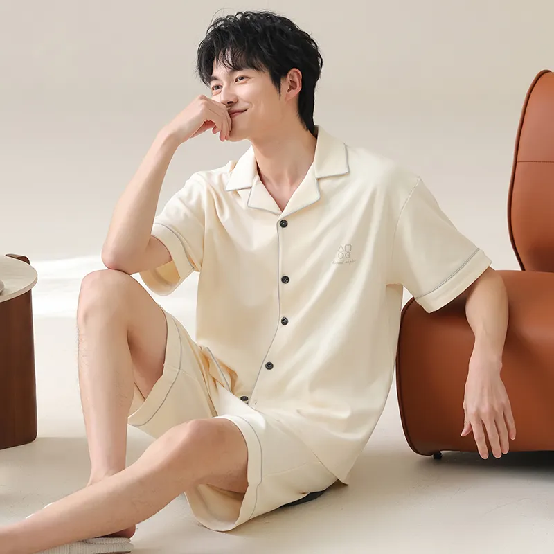 WANANNI Pajama Set Men's Beige Apricot-1
