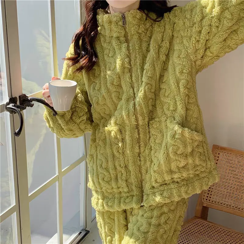 WANANNI Pajama Set Women's Cream Green-4
