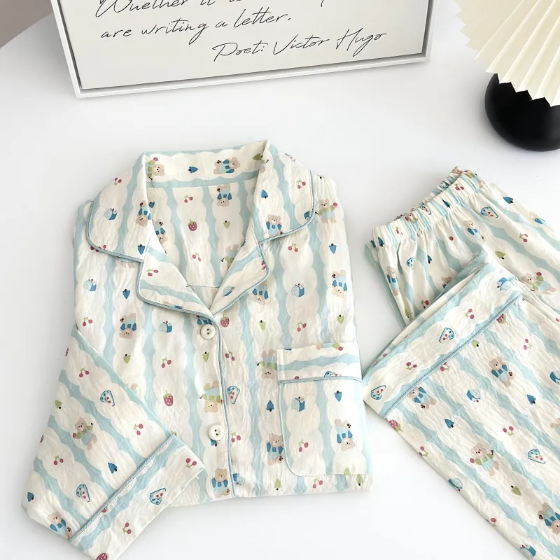 WANANNI Pajama Set Women's Shopping Bag Light Blue-2