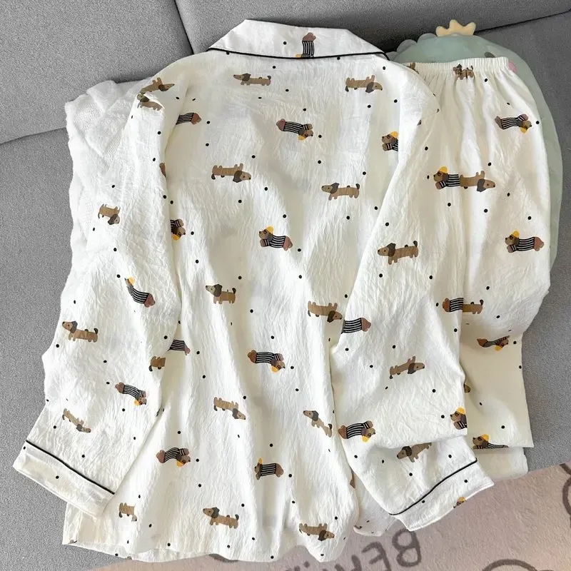 WANANNI Pajama Set Women's Apricot White-4