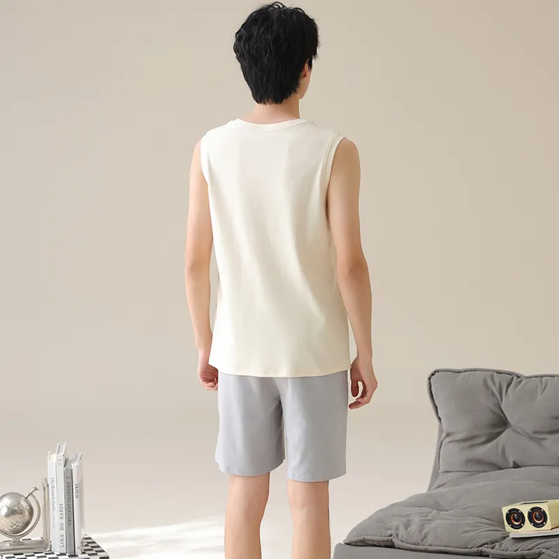 WANANNI Pajama Set Men's Beige Apricot-7