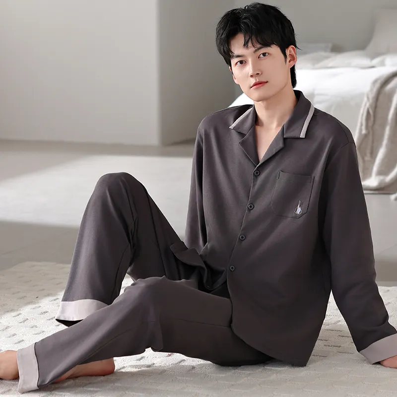 WANANNI Pajama Set Men's Gray Brown-5