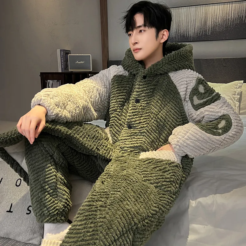 WANANNI Pajama Set Men's Olive Green-4