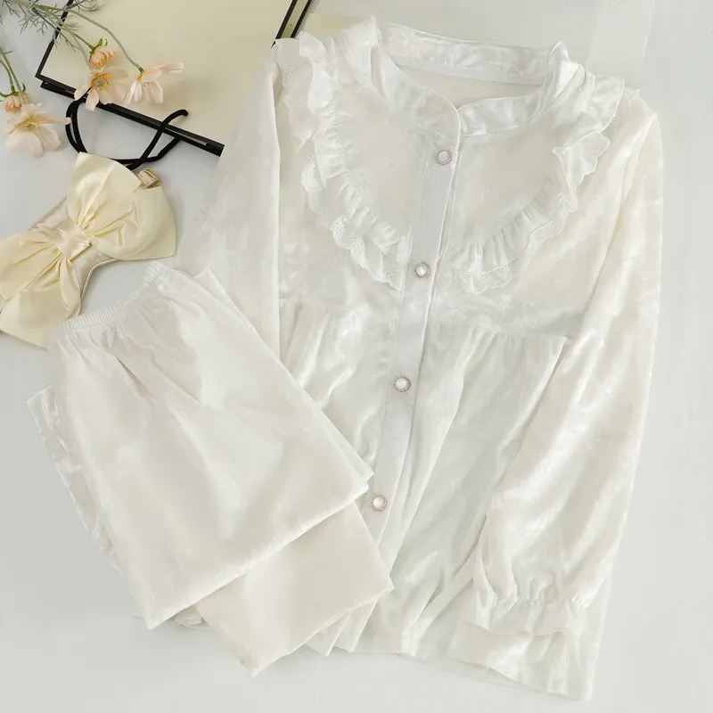 WANANNI Pajama Set Women's Apricot Blossom White-1